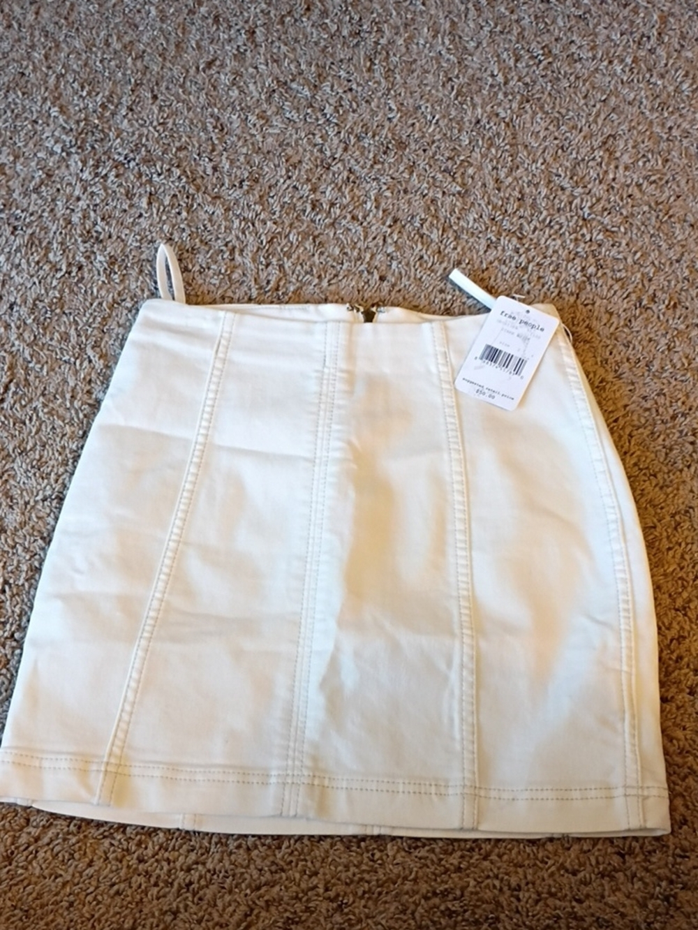Free People Cream Panel Mini Skirt